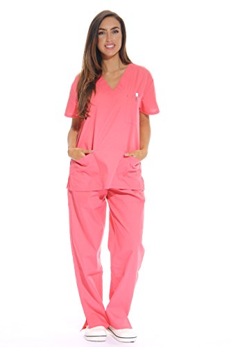 Women's Scrub Sets Six Pocket Medical Scrubs, Coral