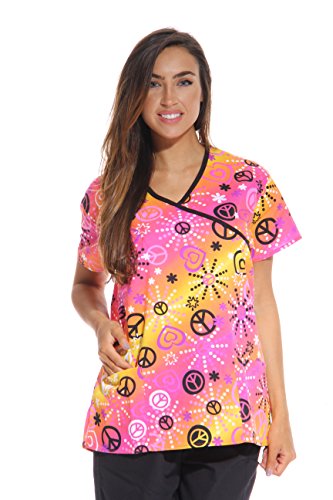 Women's Scrub Tops, Pink Peace