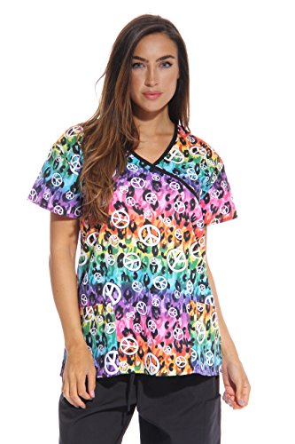 Women's Scrub Tops, Rainbow Peace