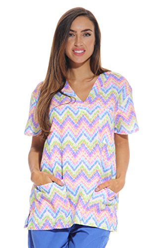 Women's Scrub Tops Scrubs, Chevron Multi
