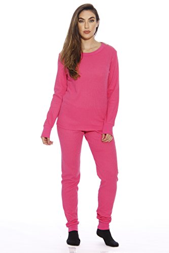 Women's Thermal Underwear Pajamas Set Base Layer Thermals, Pink