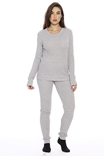 Women's Thermal Underwear Pajamas Set Base Layer Thermals, Grey