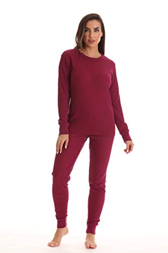 Women's Thermal Underwear Pajamas Set Burgundy