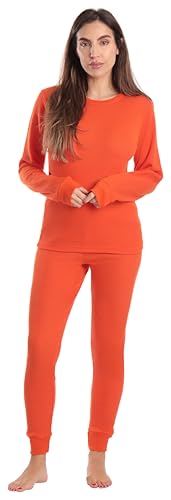 Women's Thermal Underwear Pajamas Set, Orange