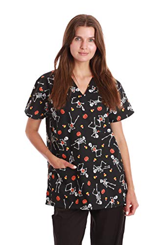 Women's Tops, Black - Skeleton Candycorn