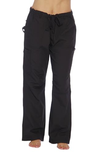 Women's Utility Scrub Pants, Black Utility With Paisley