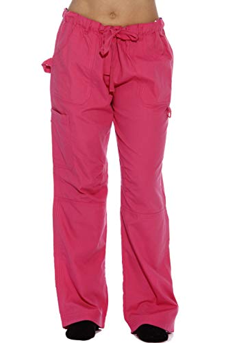 Women's Utility Scrub Pants, Fuchsia Utility With Hearts
