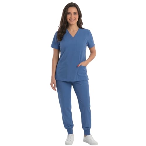 Women's V-Neck Scrub Set, Ceil Stretch Fabric