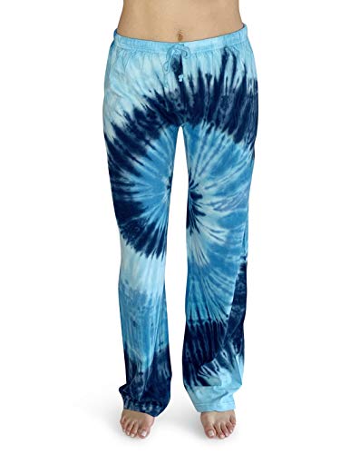 Women Tie Dye Pajama Pants, Tie Dye Blue Swirl
