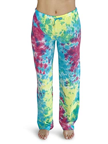 Women Tie Dye Pajama Pants, Tie Dye Bright Spotty