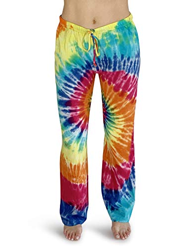 Women Tie Dye Pajama Pants, Tie Dye Bright Swirl