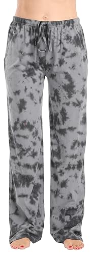 Women Tie Dye Pajama Pants, Tie Dye Ink Blot - Black Grey