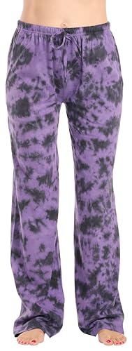 Women Tie Dye Pajama Pants, Tie Dye Ink Blot - Black Purple