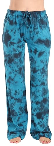 Women Tie Dye Pajama Pants, Tie Dye Ink Blot - Navy Blue