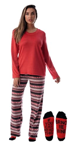 Womens Microfleece Pajama Pants Set, Wintry Mix Fairisle