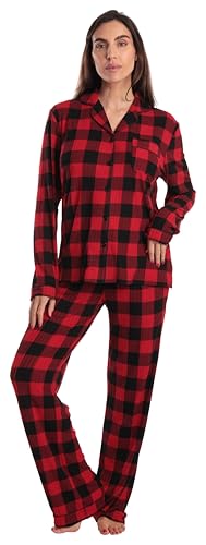 Womens Pajama Set, Buffalo Plaid Red Black