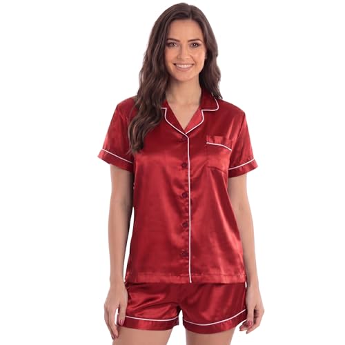 Womens Pajama Set, Satin Red