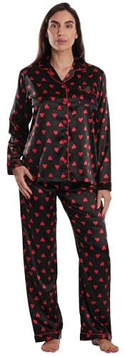 Womens Pajama Set, Satin Simple Heart Stretch Fabric