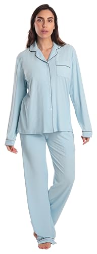 Womens Pajama Set, Solid Blue