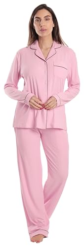 Womens Pajama Set, Solid Pink