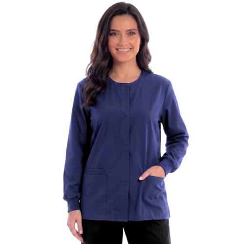 Womens Solid Medical Scrub Jacket, Galaxy Blue