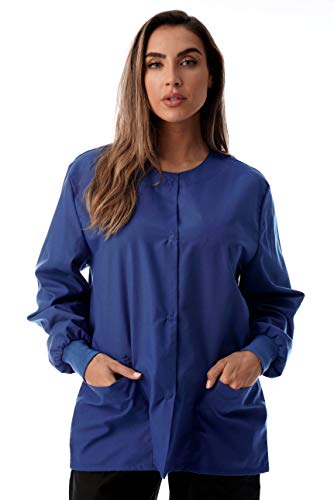Womens Solid Medical Scrub Jacket, Royal Blue